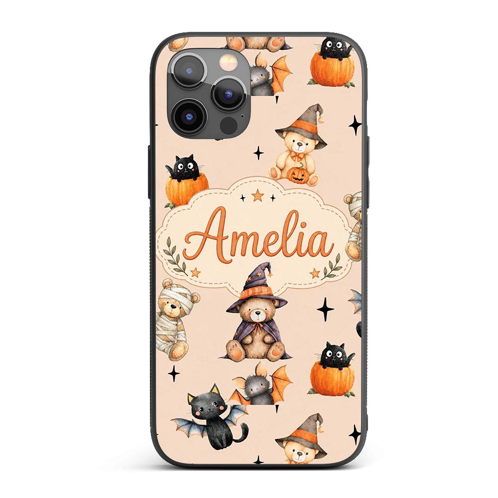 Cute Halloween Teddy Bears Mummy Printed Design Custom Name Protective Phone Case Mobile Cover Durable Everyday Smartphone Shock Resistant
