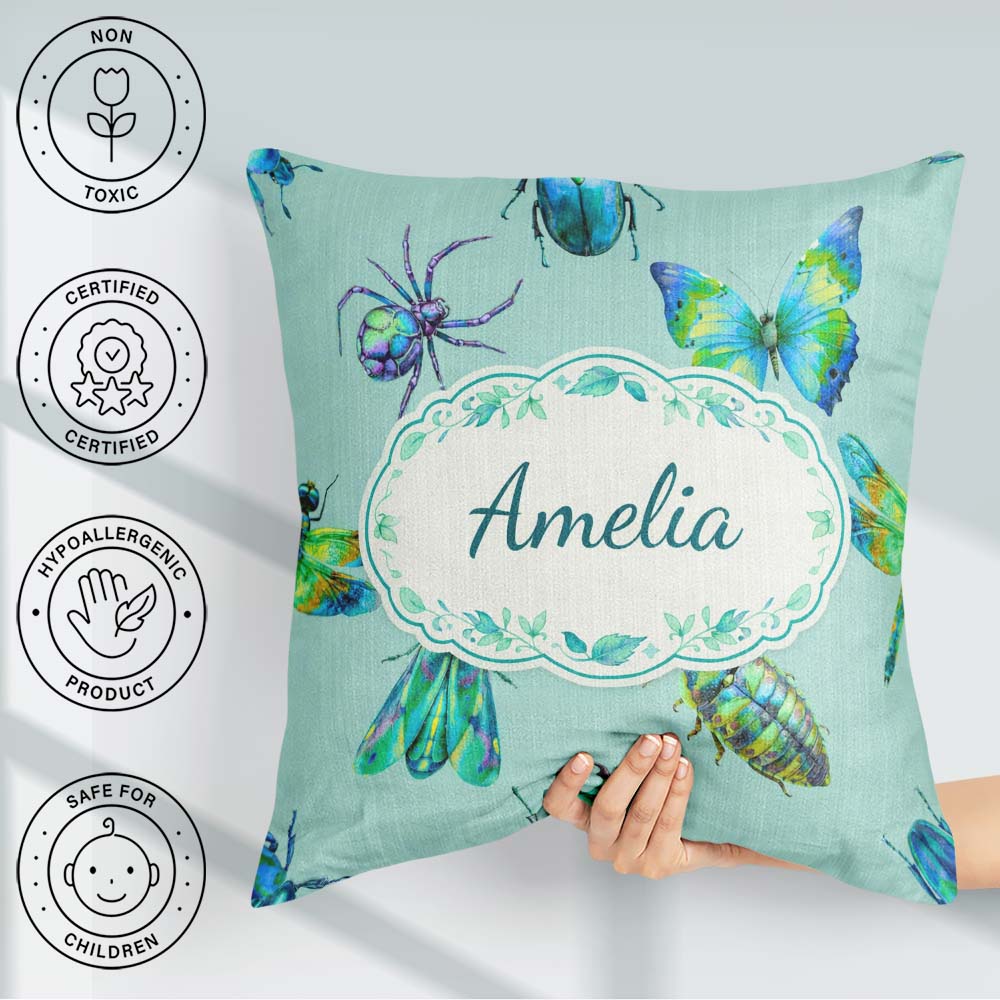Custom Name Iridescent Multicolor Bubble Abstract Pattern Lovely Square Filled Cushion Throw Pillow Sofa Bed Home Decor Zip Washable UK Made