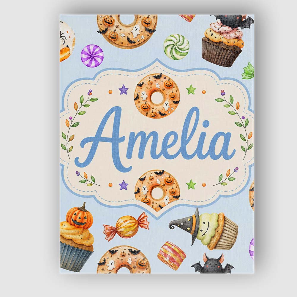Personalised Name Cute Halloween Spooky Custom Modern Room Accent Elegant Feature Canvas Wall Art Print Decor Picture Ready to Hang