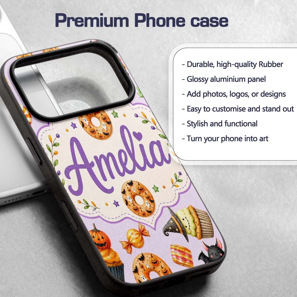 Cute Halloween Donut Sweet Spooky Treats Soft Custom Name Protective Phone Case Mobile Cover Durable Everyday Smartphone Shock Resistant