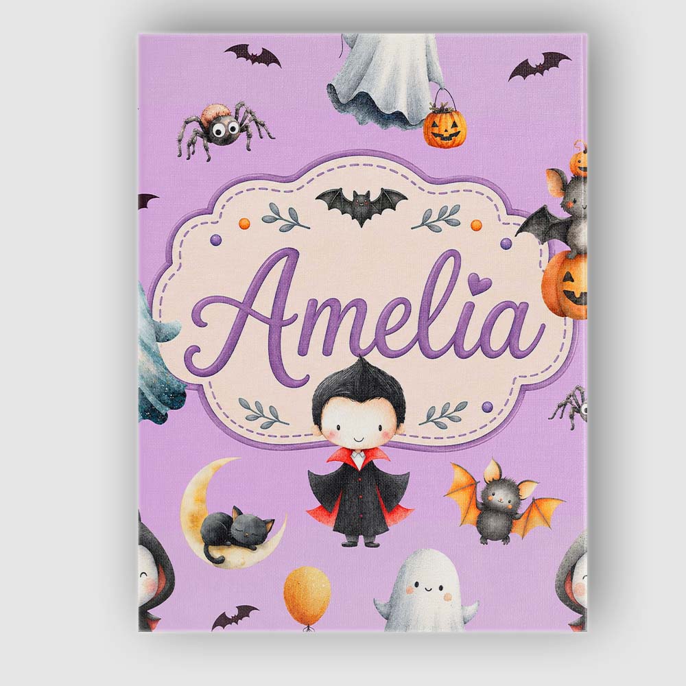 Personalised Name Halloween Vampire Ghost Custom Unique Gift Idea Elegant Feature Canvas Wall Art Print Decor Picture Ready to Hang