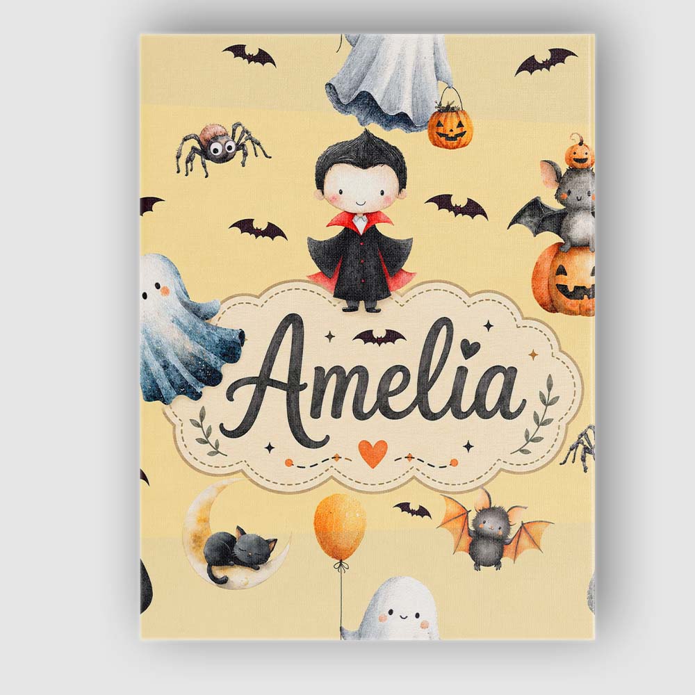 Personalised Name Halloween Vampire Ghost Custom Unique Gift Idea Elegant Feature Canvas Wall Art Print Decor Picture Ready to Hang