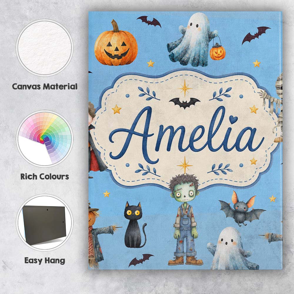 Personalised Name Halloween Zombie Mummy Custom Unique Gift Idea Elegant Feature Canvas Wall Art Print Decor Picture Ready to Hang