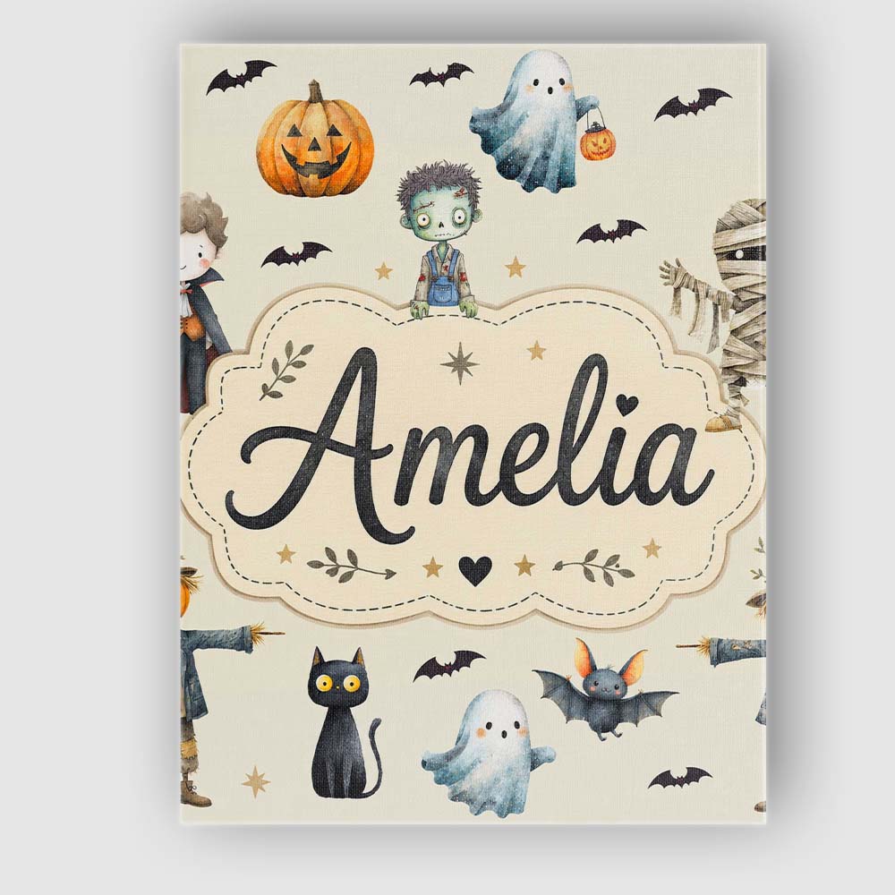 Personalised Name Halloween Zombie Mummy Custom Unique Gift Idea Elegant Feature Canvas Wall Art Print Decor Picture Ready to Hang