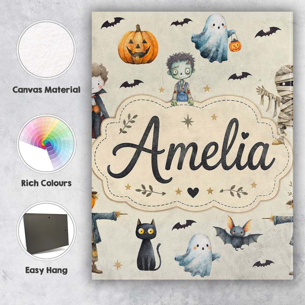Personalised Name Halloween Zombie Mummy Custom Unique Gift Idea Elegant Feature Canvas Wall Art Print Decor Picture Ready to Hang