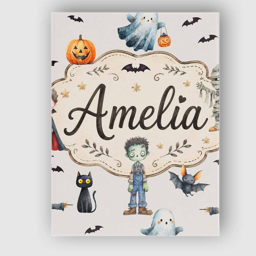 Personalised Name Halloween Zombie Mummy Custom Unique Gift Idea Elegant Feature Canvas Wall Art Print Decor Picture Ready to Hang