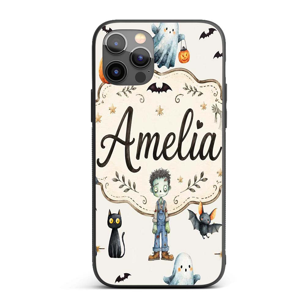 Halloween Zombie Mummy Vampire Bat Spooky Light Custom Name Protective Phone Case Mobile Cover Durable Everyday Smartphone Shock Resistant