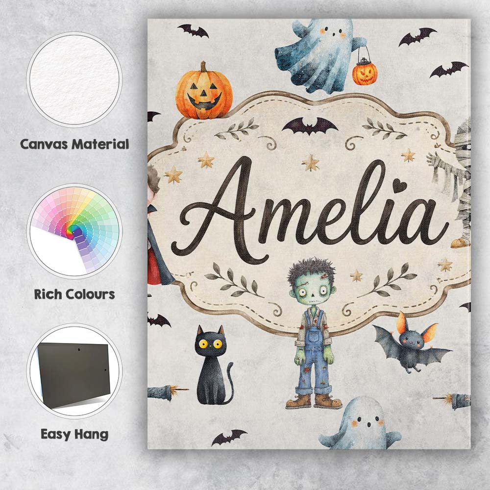 Personalised Name Halloween Zombie Mummy Custom Unique Gift Idea Elegant Feature Canvas Wall Art Print Decor Picture Ready to Hang