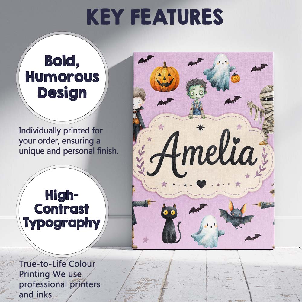 Personalised Name Halloween Zombie Mummy Custom Unique Gift Idea Elegant Feature Canvas Wall Art Print Decor Picture Ready to Hang