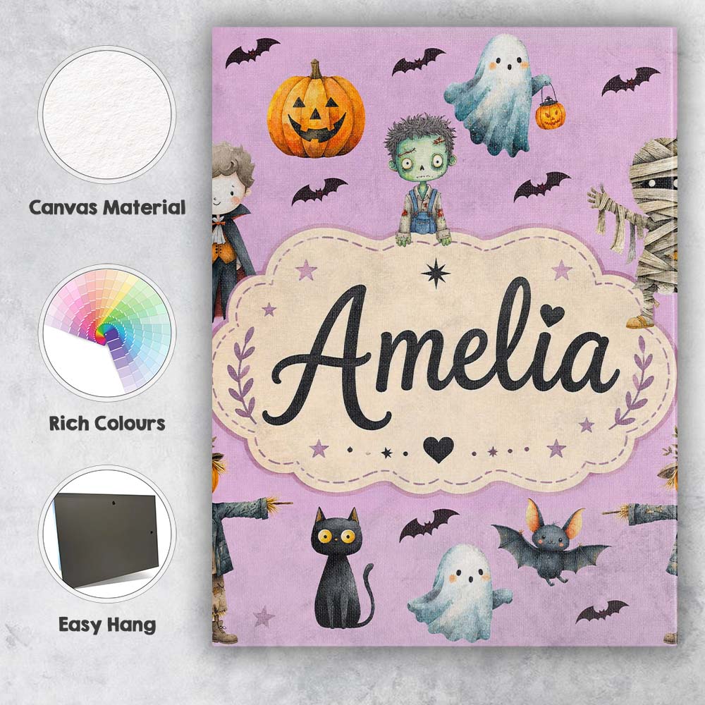 Personalised Name Halloween Zombie Mummy Custom Unique Gift Idea Elegant Feature Canvas Wall Art Print Decor Picture Ready to Hang
