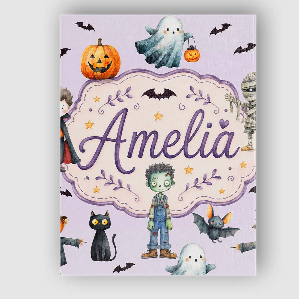 Personalised Name Halloween Zombie Mummy Custom Unique Gift Idea Elegant Feature Canvas Wall Art Print Decor Picture Ready to Hang