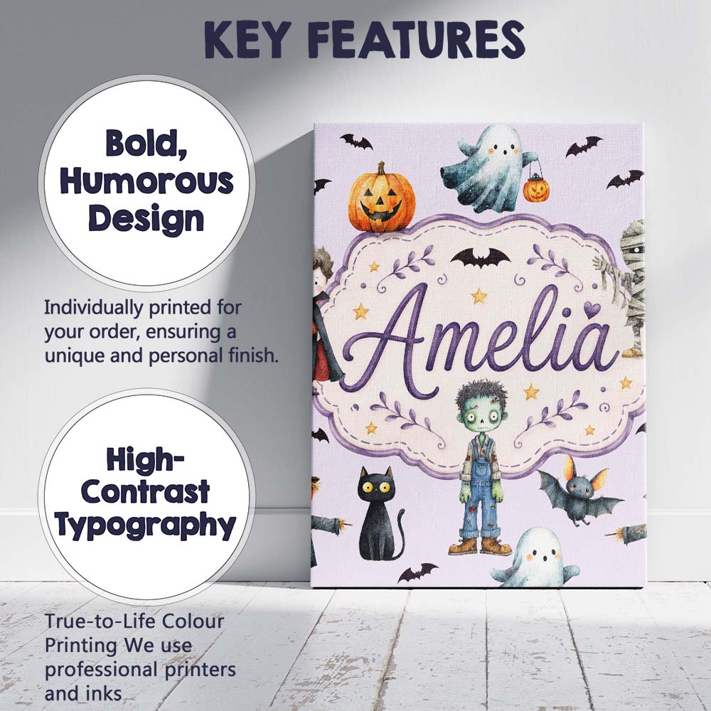 Personalised Name Halloween Zombie Mummy Custom Unique Gift Idea Elegant Feature Canvas Wall Art Print Decor Picture Ready to Hang
