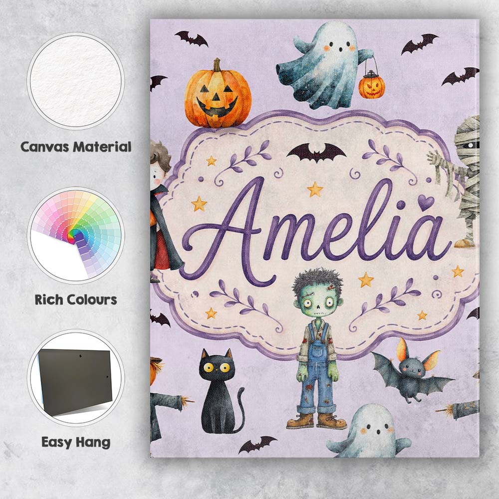 Personalised Name Halloween Zombie Mummy Custom Unique Gift Idea Elegant Feature Canvas Wall Art Print Decor Picture Ready to Hang