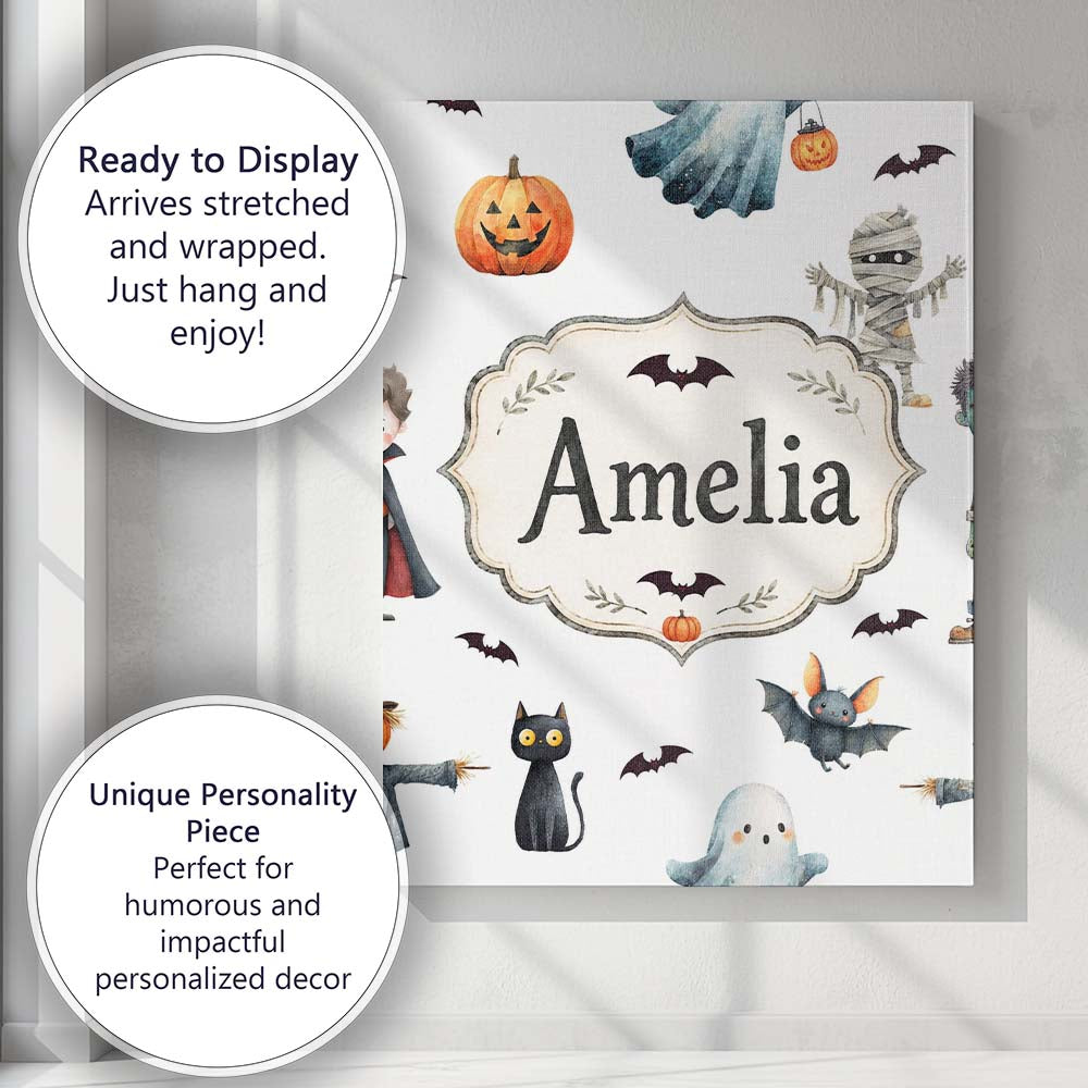Personalised Name Halloween Zombie Mummy Custom Unique Gift Idea Elegant Feature Canvas Wall Art Print Decor Picture Ready to Hang