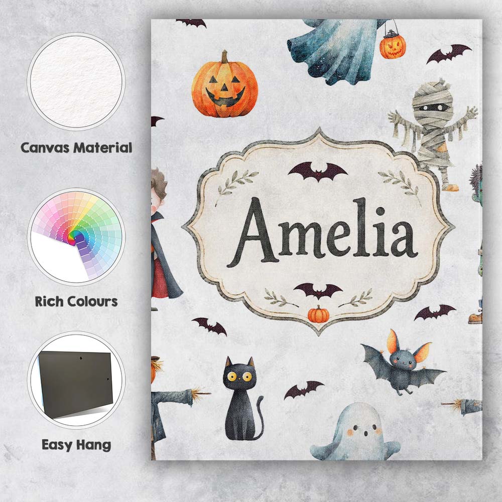Personalised Name Halloween Zombie Mummy Custom Unique Gift Idea Elegant Feature Canvas Wall Art Print Decor Picture Ready to Hang