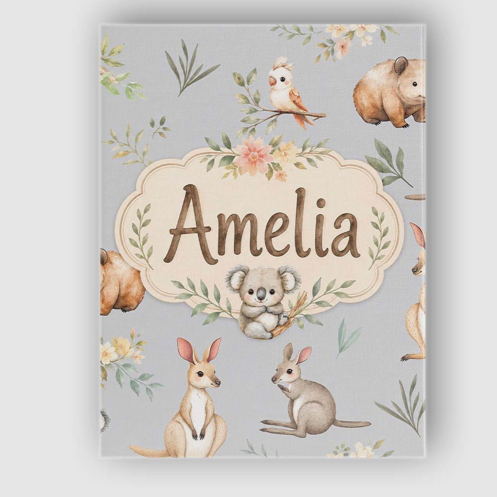 Personalised Name Woodland Animals Koala Custom Unique Gift Idea Elegant Feature Canvas Wall Art Print Decor Picture Ready to Hang