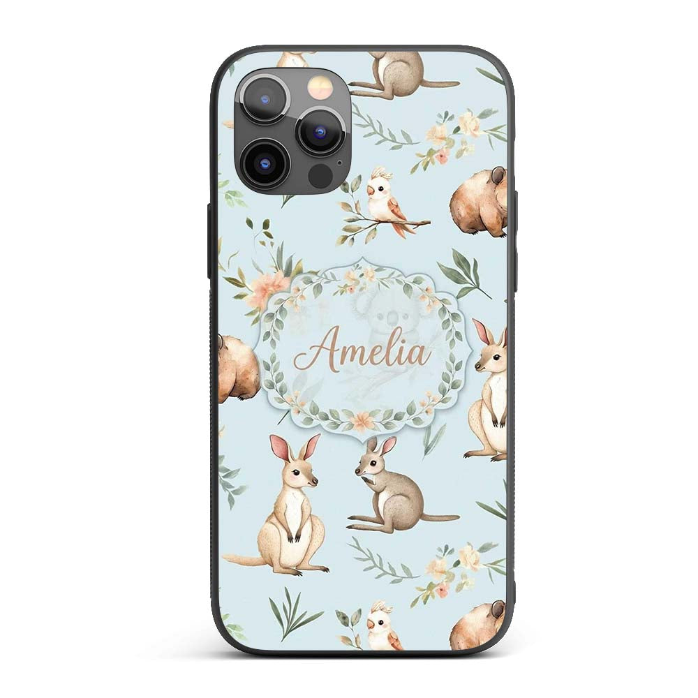 Woodland Animals Koala Kangaroo Bear Floral Dusty Custom Name Protective Phone Case Mobile Cover Durable Everyday Smartphone Shock Resistant