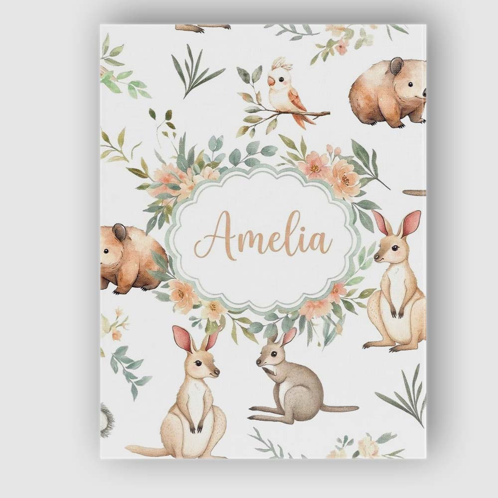 Personalised Name Woodland Animals Koala Custom Unique Gift Idea Elegant Feature Canvas Wall Art Print Decor Picture Ready to Hang