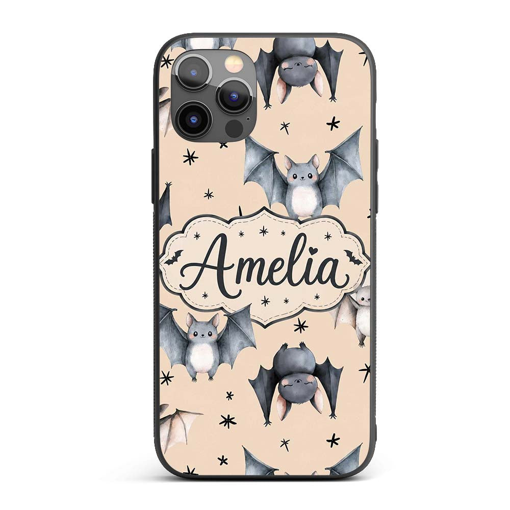 Cute Baby Bats Flying with Stars Printed Design Custom Name Protective Phone Case Mobile Cover Durable Everyday Smartphone Shock Resistant