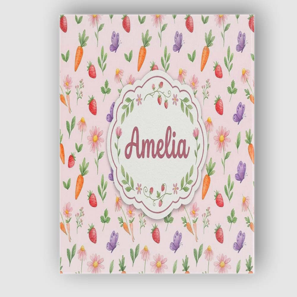 Personalised Name Cute Easter Bunnies with Custom Unique Gift Idea Elegant Feature Canvas Wall Art Print Decor Picture Ready to Hang