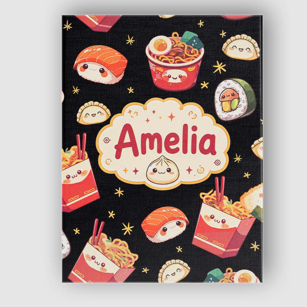 Personalised Name Cute Kawaii Sushi Ramen Custom Unique Gift Idea Elegant Feature Canvas Wall Art Print Decor Picture Ready to Hang