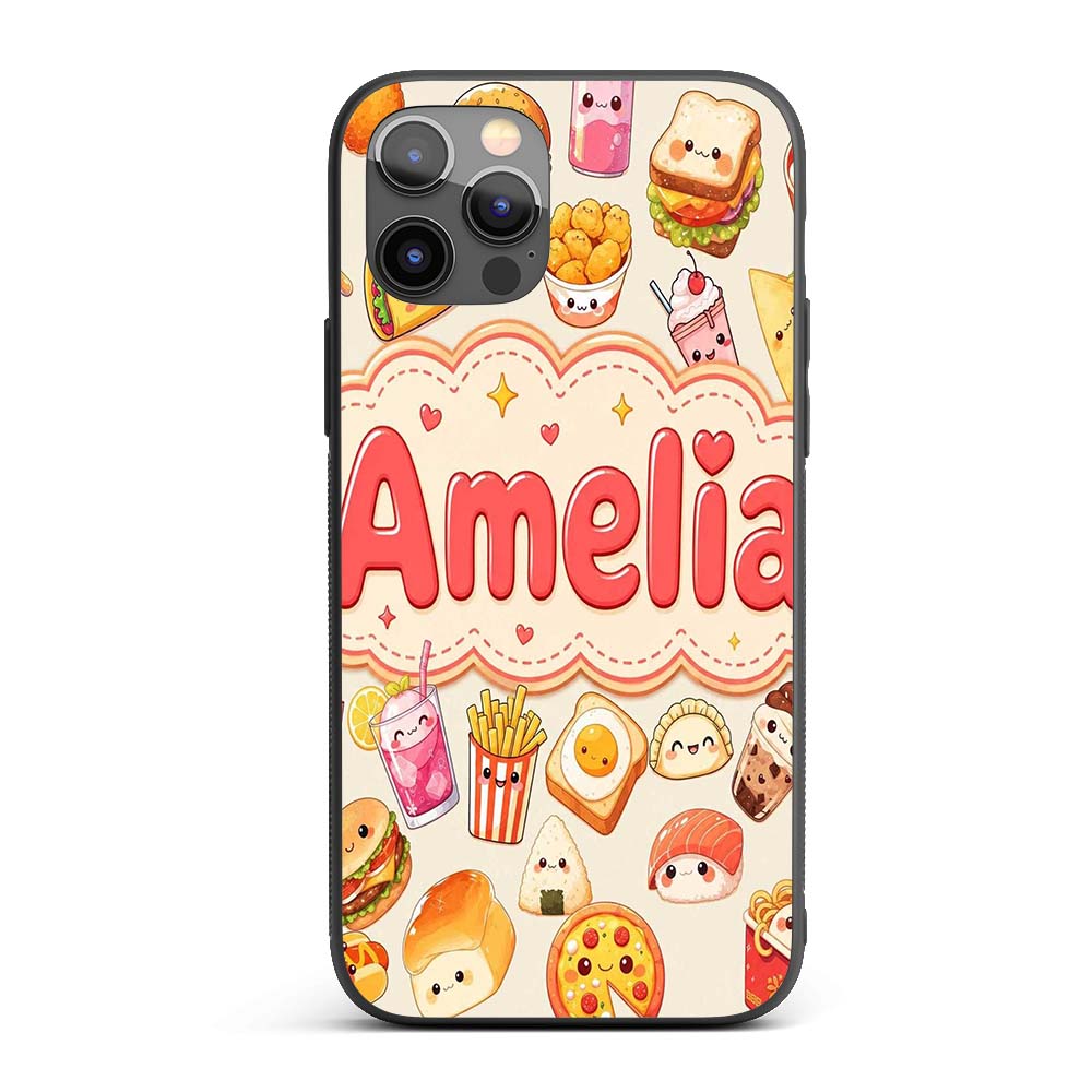 Kawaii Fast Food Burger Sushi Taco Pizza Cream Custom Name Protective Phone Case Mobile Cover Durable Everyday Smartphone Shock Resistant