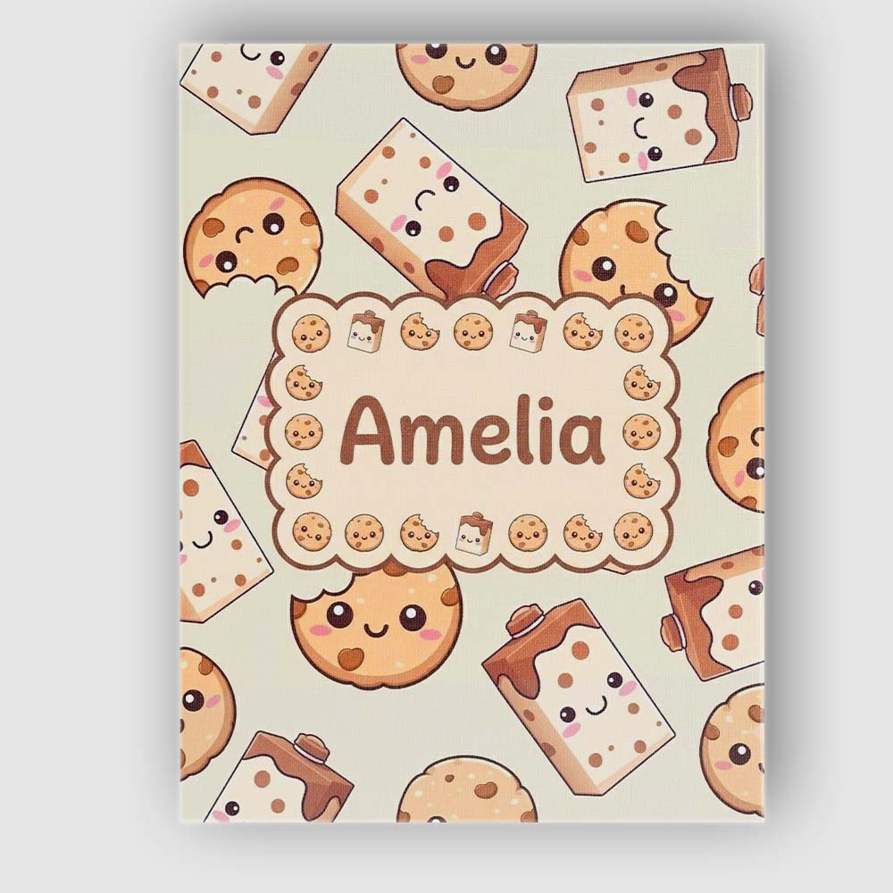 Personalised Name Cute Kawaii Cookies and Custom Unique Gift Idea Elegant Feature Canvas Wall Art Print Decor Picture Ready to Hang