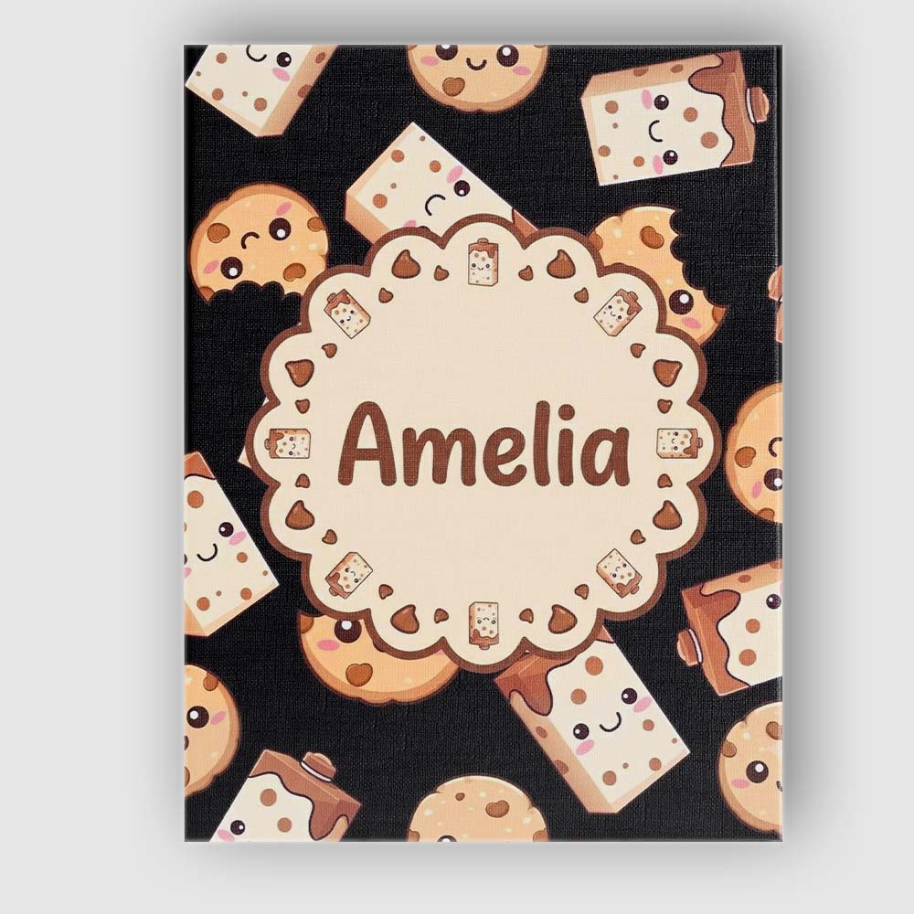 Personalised Name Cute Kawaii Cookies and Custom Unique Gift Idea Elegant Feature Canvas Wall Art Print Decor Picture Ready to Hang