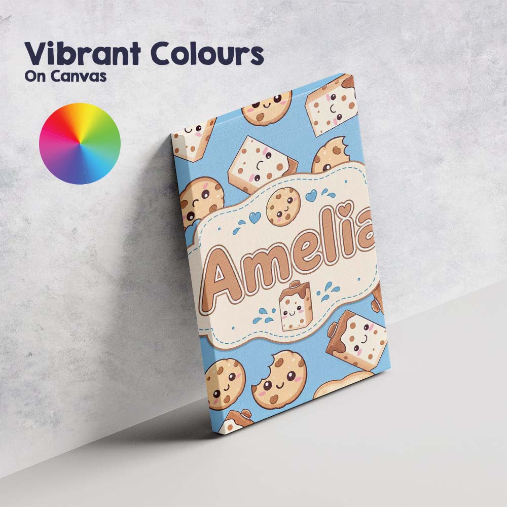 Personalised Name Cute Kawaii Cookies and Custom Unique Gift Idea Elegant Feature Canvas Wall Art Print Decor Picture Ready to Hang