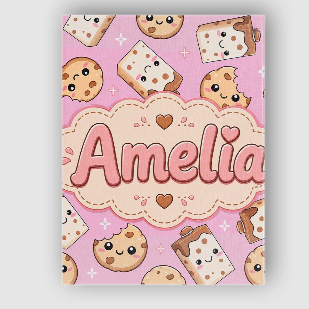 Personalised Name Kawaii Cookies and Custom Premium Decorative Design Modern Room Accent Canvas Wall Art Print Decor Picture Ready to Hang