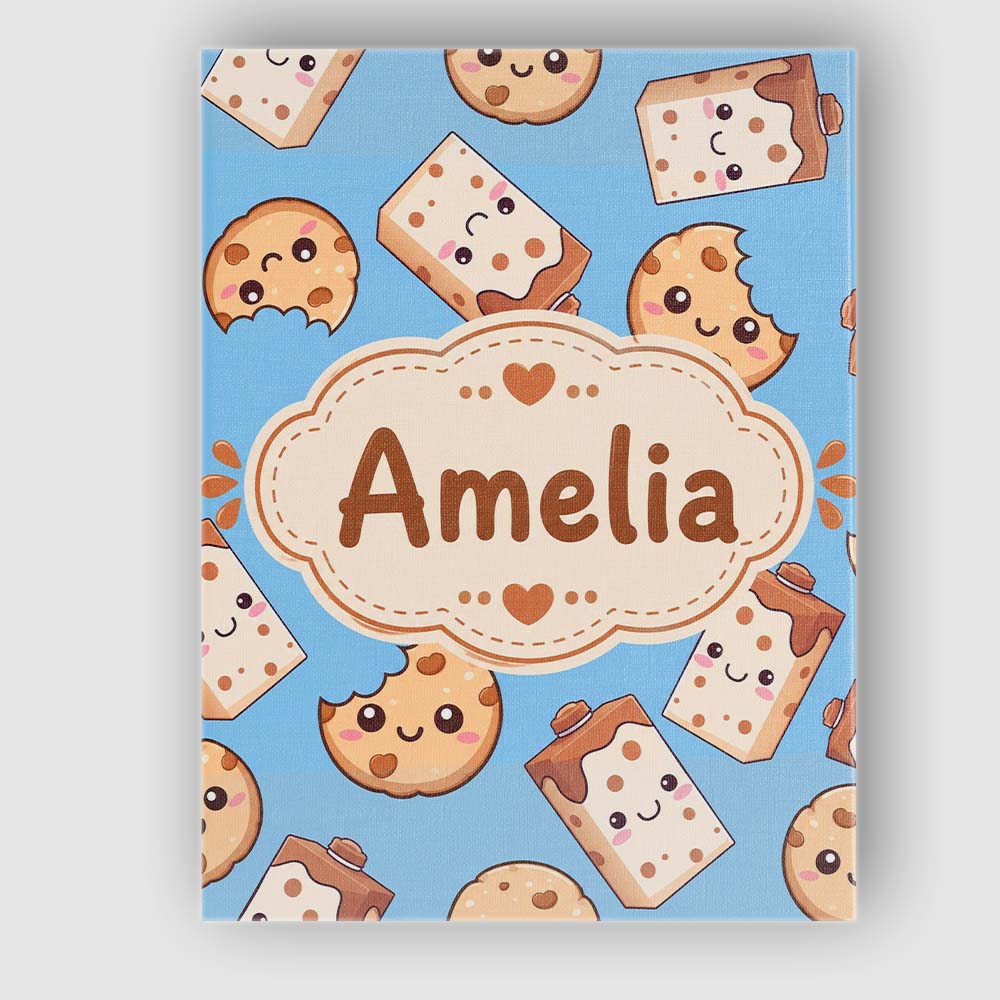 Personalised Name Cute Kawaii Cookies and Custom Unique Gift Idea Elegant Feature Canvas Wall Art Print Decor Picture Ready to Hang