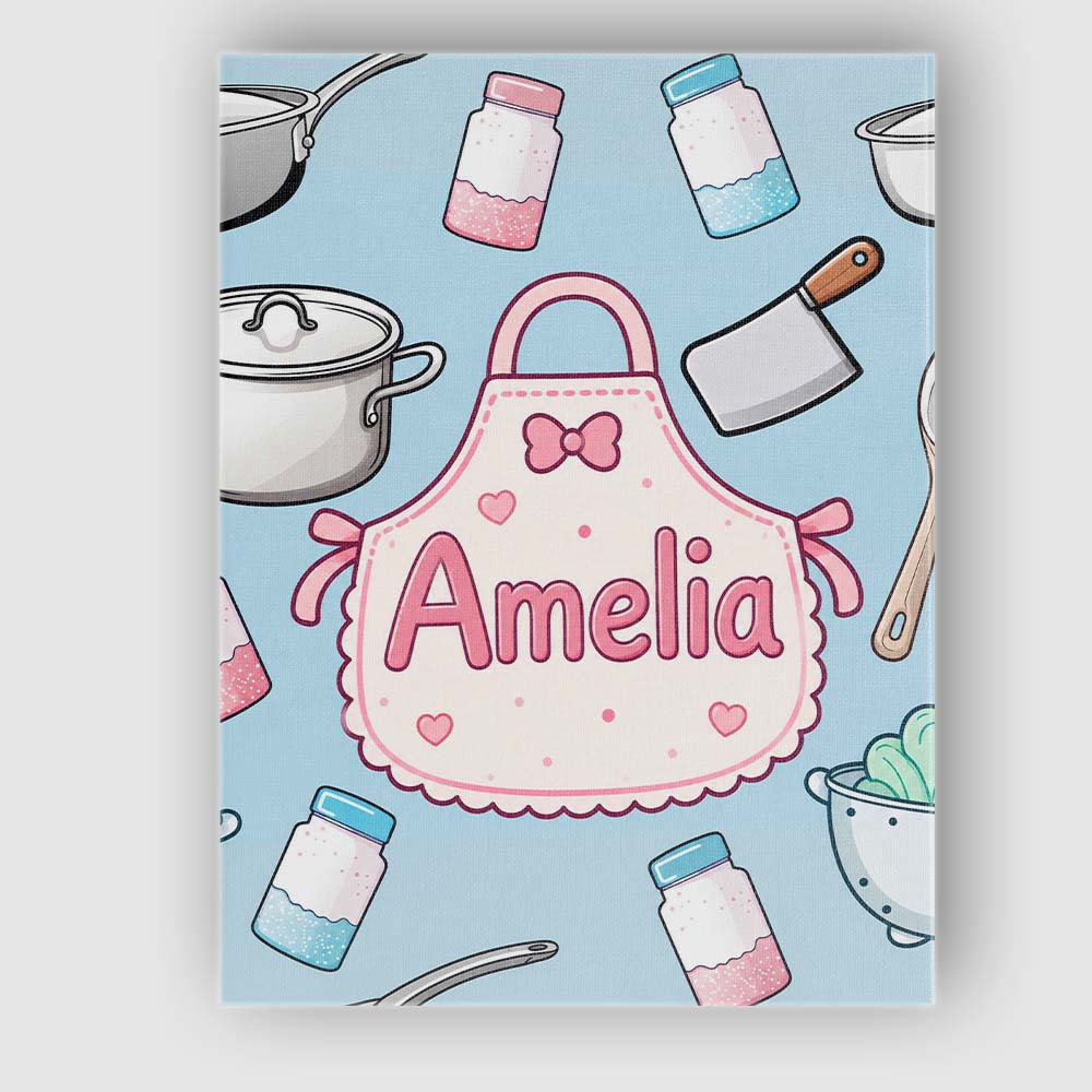 Personalised Name Cute Kawaii Utensils and Custom Unique Gift Idea Elegant Feature Canvas Wall Art Print Decor Picture Ready to Hang