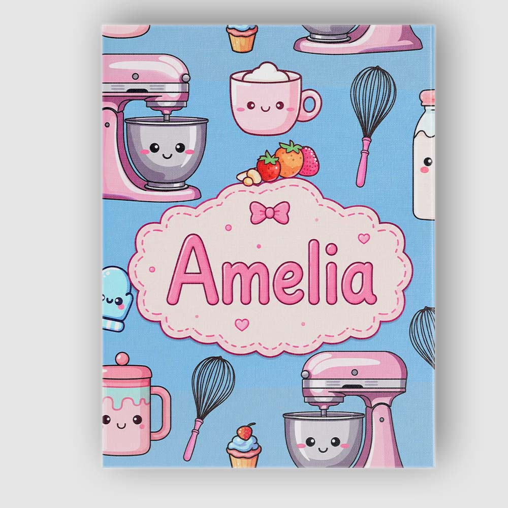 Personalised Name Kawaii Baking Mixer Cake Custom Unique Gift Idea Elegant Feature Canvas Wall Art Print Decor Picture Ready to Hang