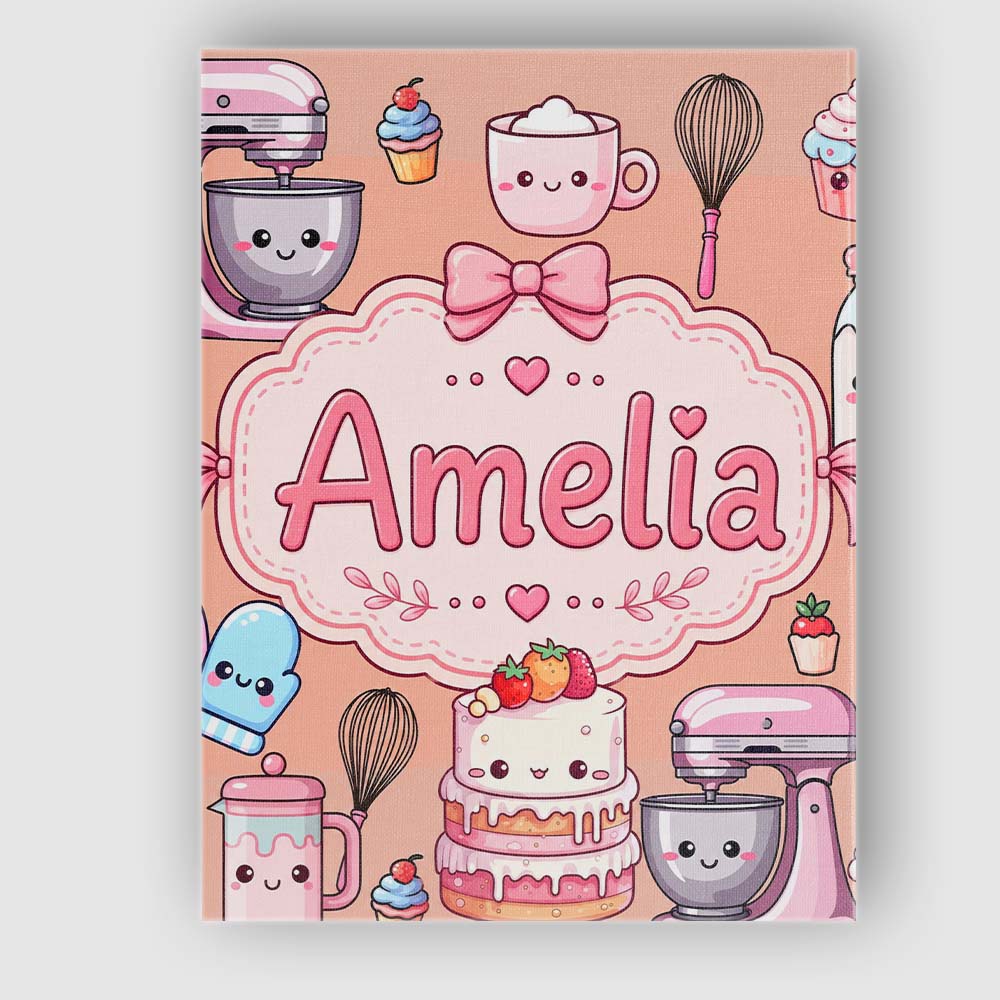 Personalised Name Kawaii Baking Mixer Cake Custom Unique Gift Idea Elegant Feature Canvas Wall Art Print Decor Picture Ready to Hang