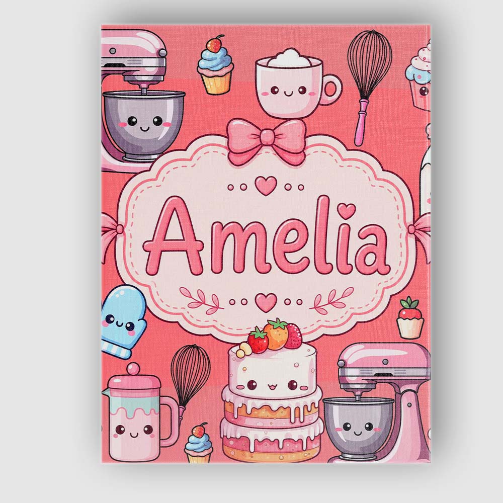 Personalised Name Kawaii Baking Mixer Cake Custom Unique Gift Idea Elegant Feature Canvas Wall Art Print Decor Picture Ready to Hang