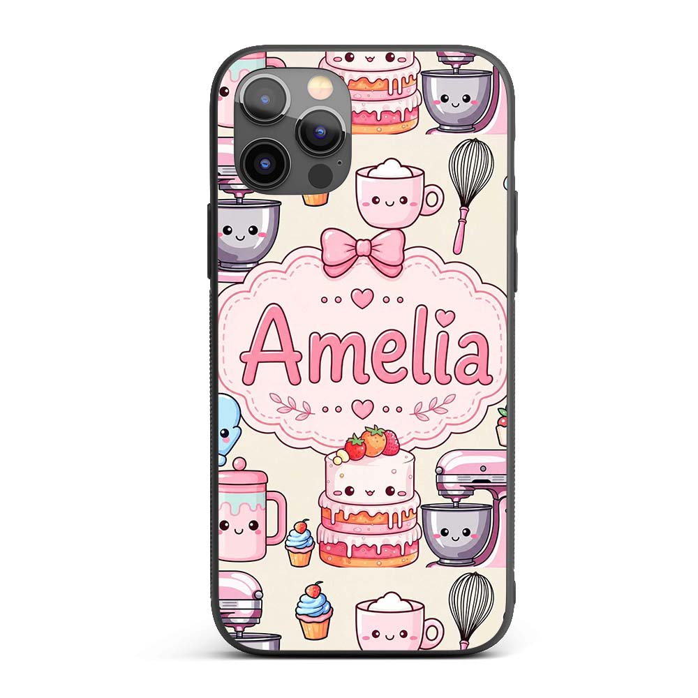 Kawaii Baking Mixer Cake and Cupcake Tools on Custom Name Protective Phone Case Mobile Cover Durable Everyday Smartphone Shock Resistant