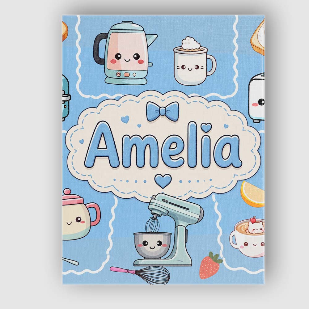 Personalised Name Cute Kawaii Mixer Kettle Custom Unique Gift Idea Elegant Feature Canvas Wall Art Print Decor Picture Ready to Hang