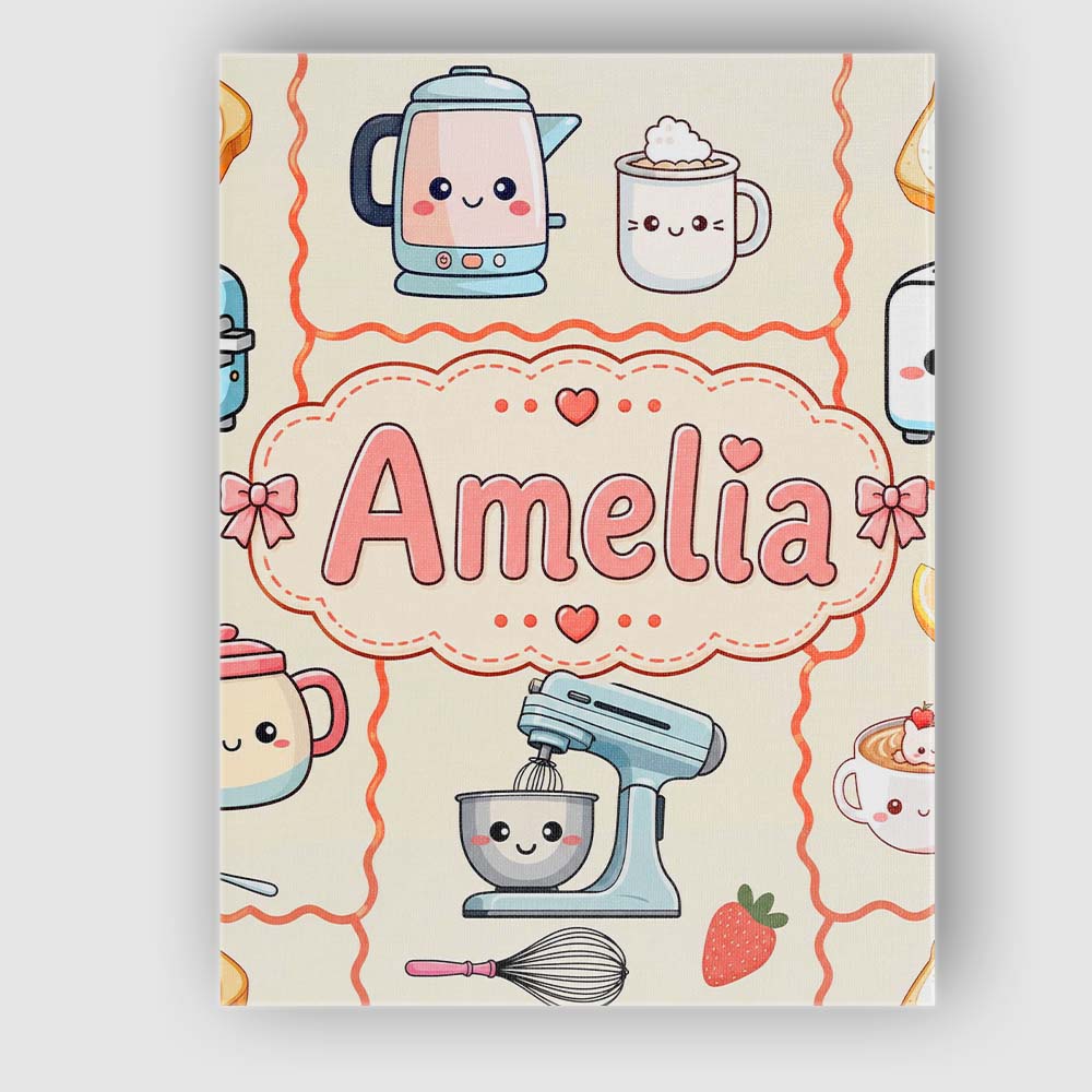 Personalised Name Cute Kawaii Mixer Kettle Custom Unique Gift Idea Elegant Feature Canvas Wall Art Print Decor Picture Ready to Hang