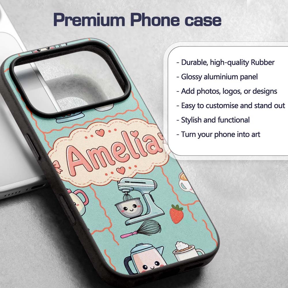 Cute Kawaii Mixer Kettle Fruits Mint Background Custom Name Protective Phone Case Mobile Cover Durable Everyday Smartphone Shock Resistant