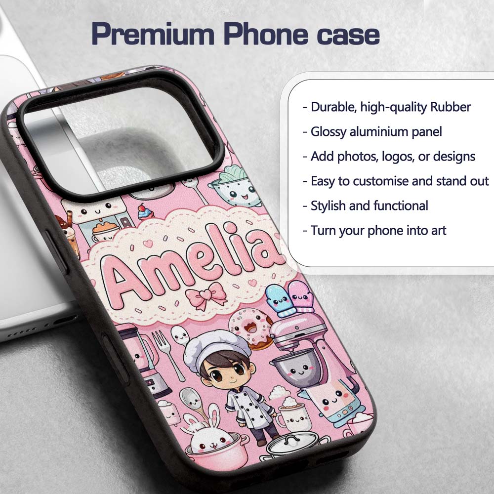Cute Kawaii Baking Girl Appliances Utensils Light Custom Name Protective Phone Case Mobile Cover Durable Everyday Smartphone Shock Resistant