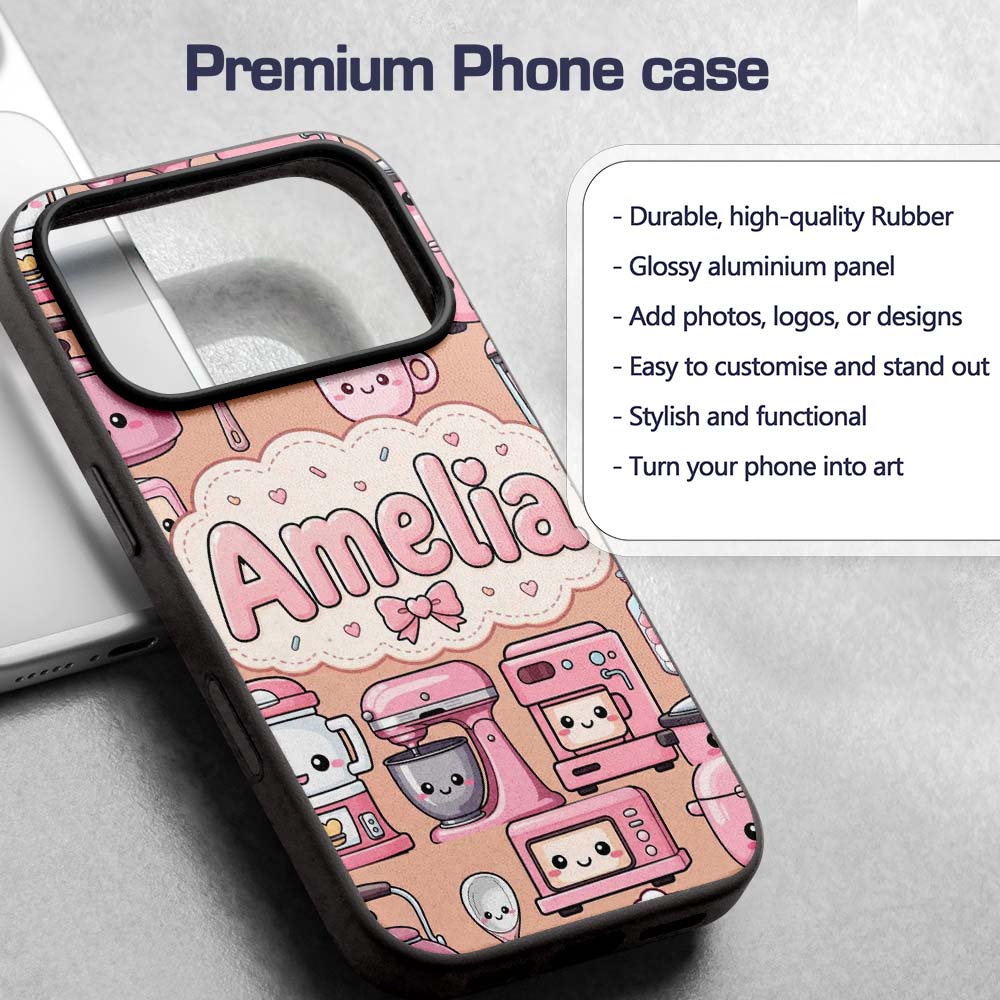 Cute Kawaii Appliances Mixer Toaster Blender Custom Name Protective Phone Case Mobile Cover Durable Everyday Smartphone Shock Resistant