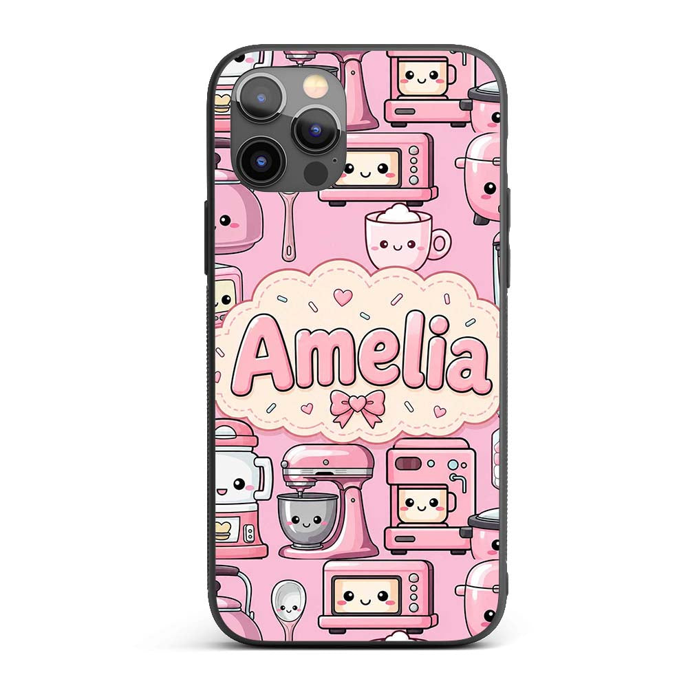 Cute Kawaii Appliances Mixer Toaster Blender Custom Name Protective Phone Case Mobile Cover Durable Everyday Smartphone Shock Resistant