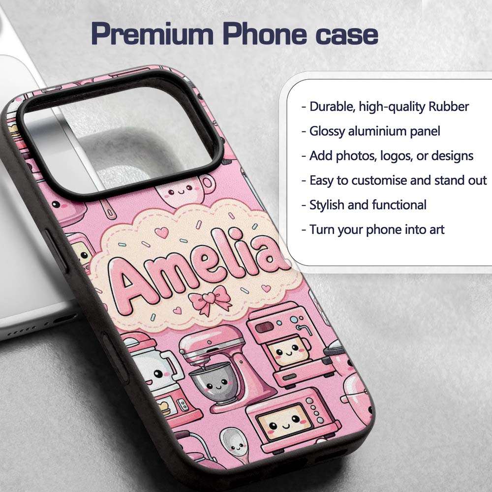 Cute Kawaii Appliances Mixer Toaster Blender Custom Name Protective Phone Case Mobile Cover Durable Everyday Smartphone Shock Resistant