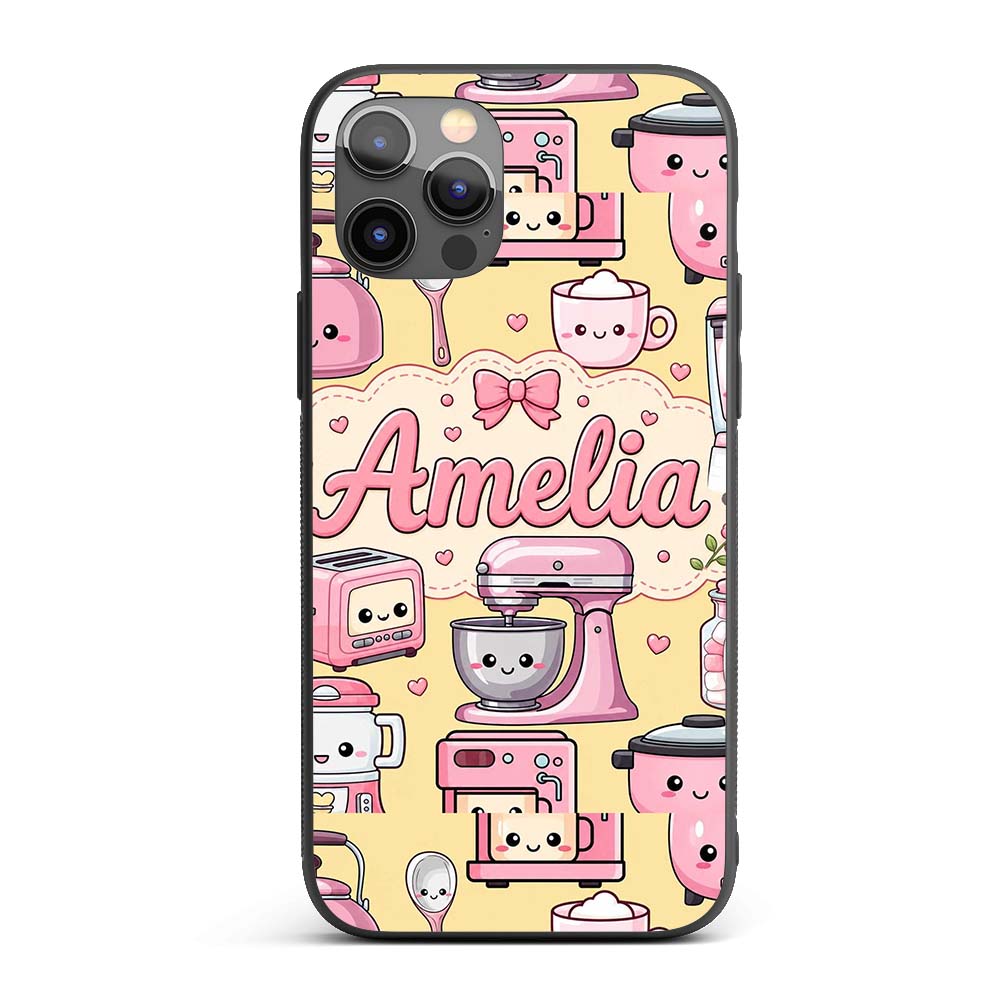 Cute Kawaii Appliances Mixer Toaster Blender Custom Name Protective Phone Case Mobile Cover Durable Everyday Smartphone Shock Resistant