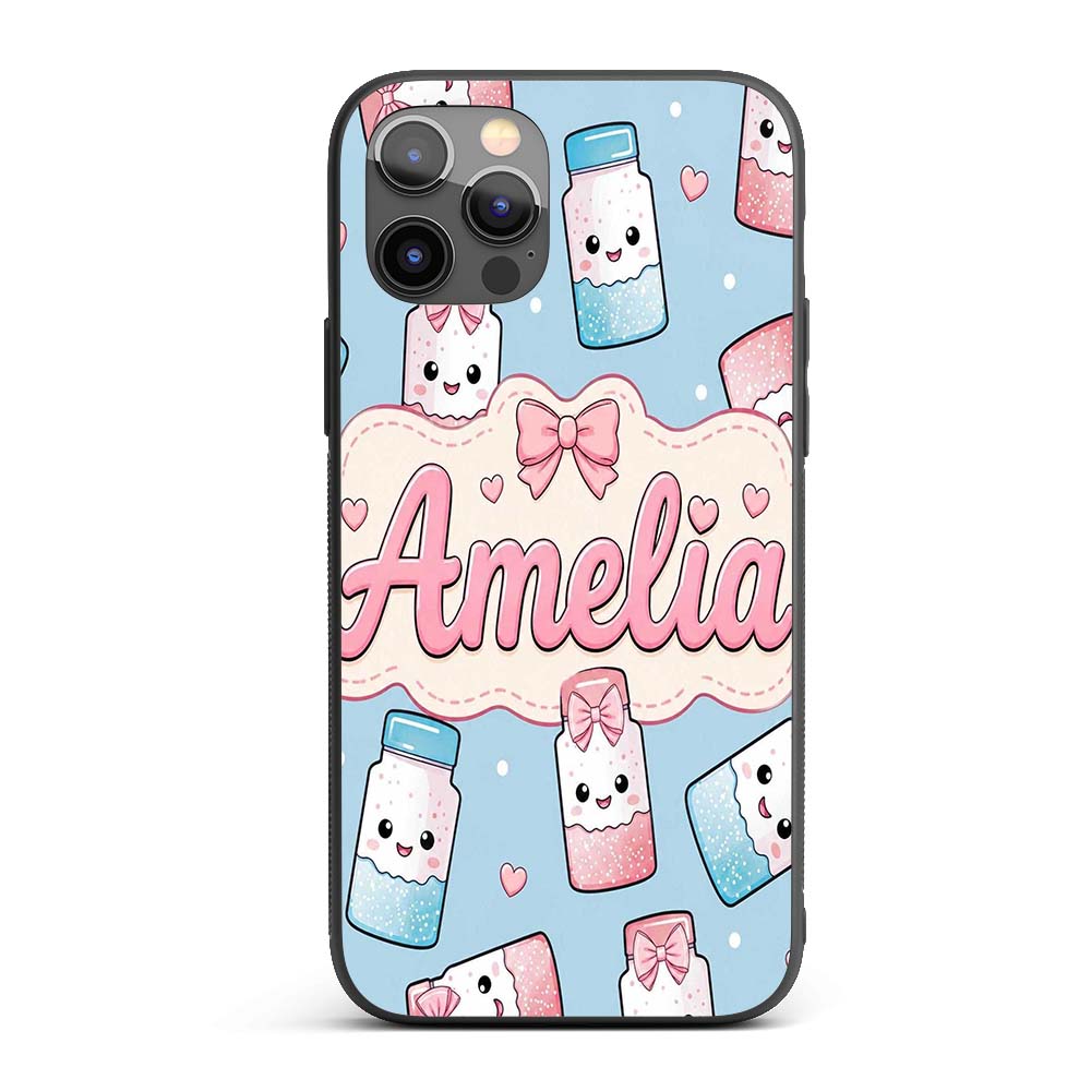 Cute Kawaii Sugar Jar Bottles with Printed Design Custom Name Protective Phone Case Mobile Cover Durable Everyday Smartphone Shock Resistant