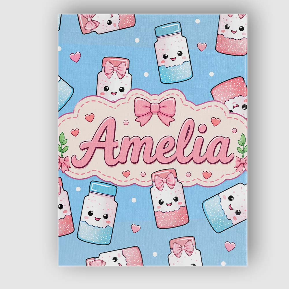 Personalised Name Cute Kawaii Sugar Jar Custom Modern Room Accent Elegant Feature Canvas Wall Art Print Decor Picture Ready to Hang