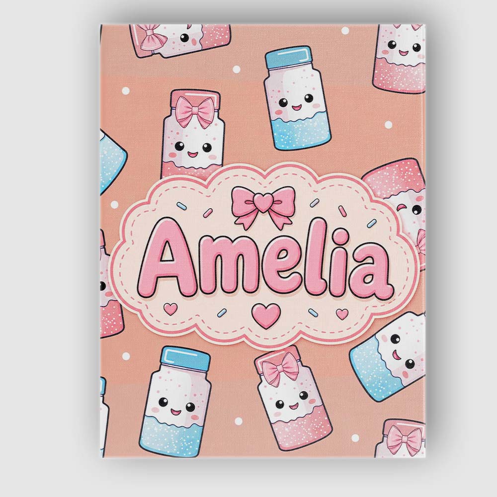 Personalised Name Cute Kawaii Sugar Jar Custom Modern Room Accent Elegant Feature Canvas Wall Art Print Decor Picture Ready to Hang