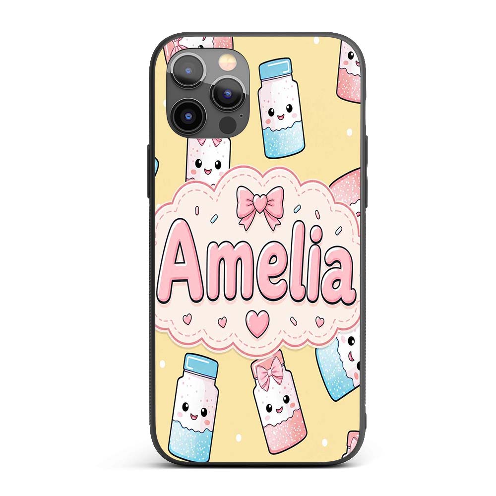 Cute Kawaii Sugar Jar Bottles with Printed Design Custom Name Protective Phone Case Mobile Cover Durable Everyday Smartphone Shock Resistant