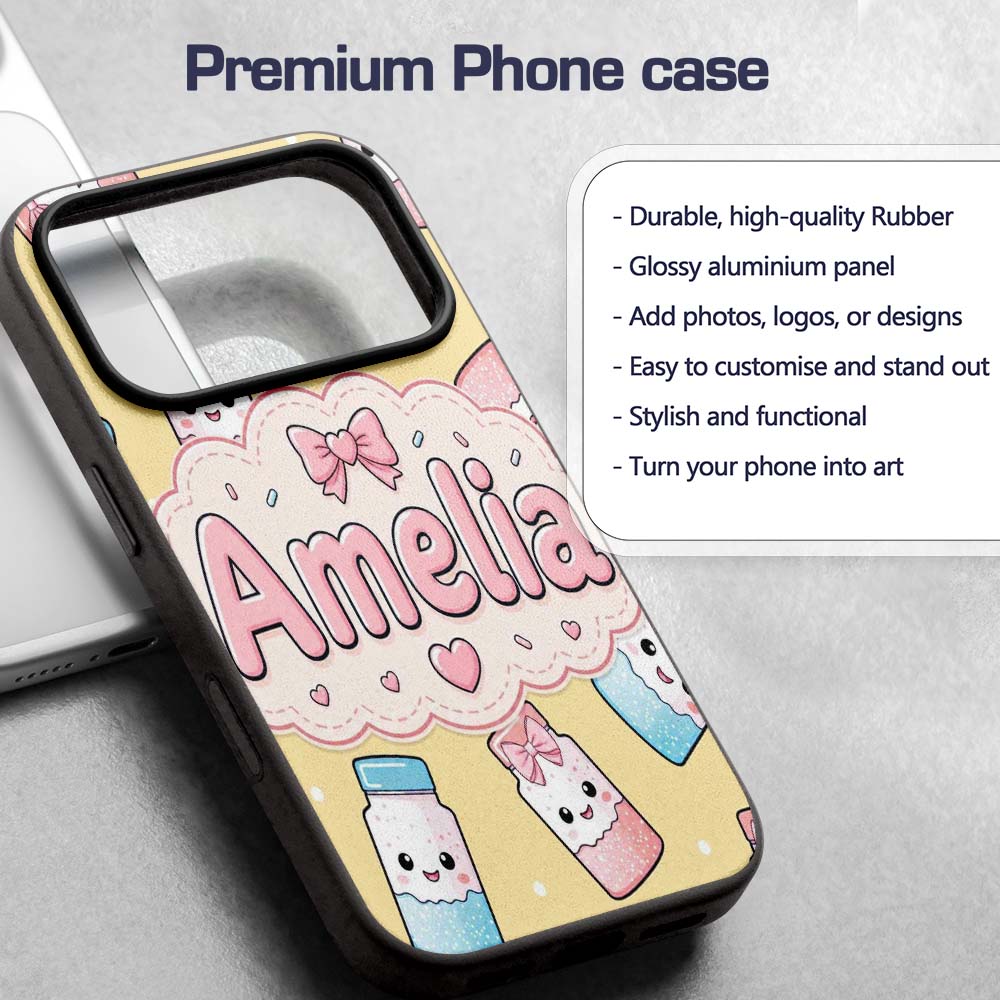 Cute Kawaii Sugar Jar Bottles with Printed Design Custom Name Protective Phone Case Mobile Cover Durable Everyday Smartphone Shock Resistant