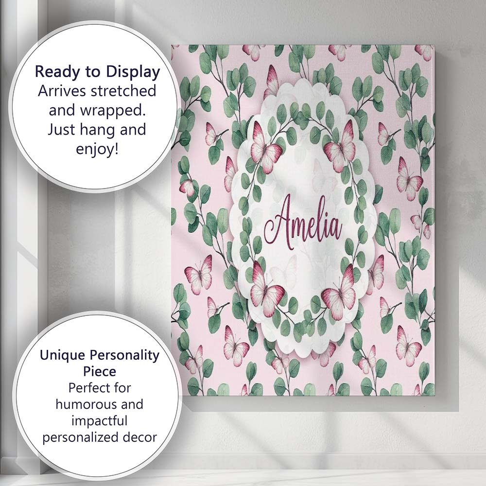 Personalised Name Kawaii Donut Cake Cupcake Custom Bespoke Interior Contemporary Canvas Wall Art Print Decor Picture Ready to Hang